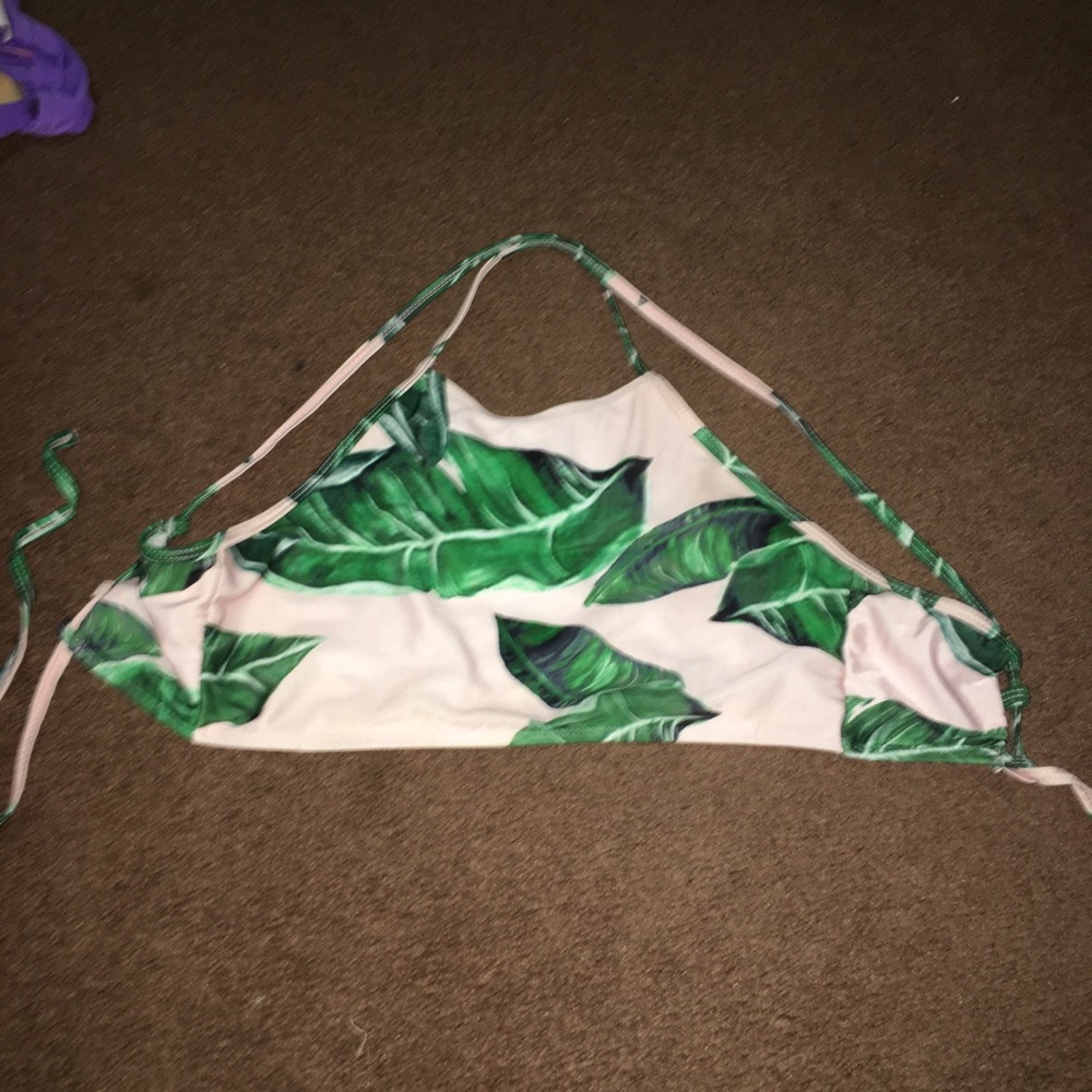 pink with leaves bathing suit top